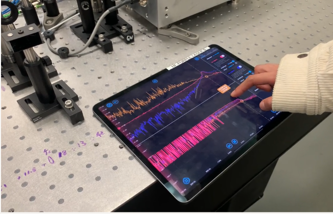 Figure 3: Researcher measures the control loop phase margin on a Bode plot using the Frequency Response Analyzer in Multi-instrument Mode