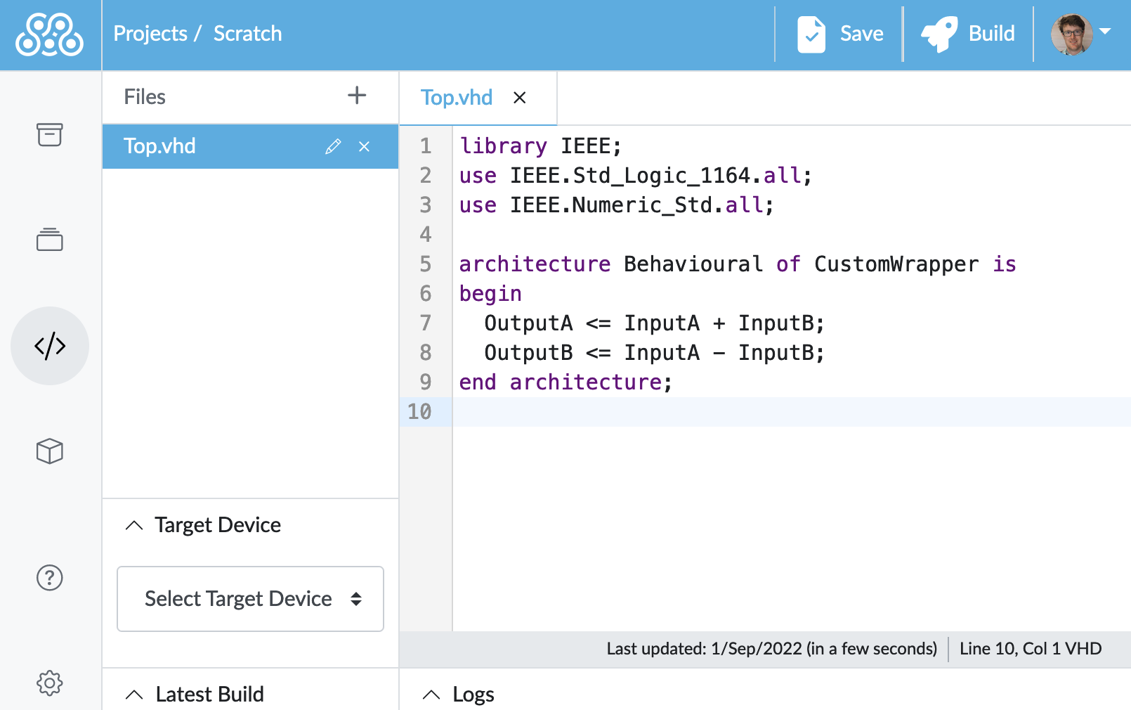 Moku IDE screen