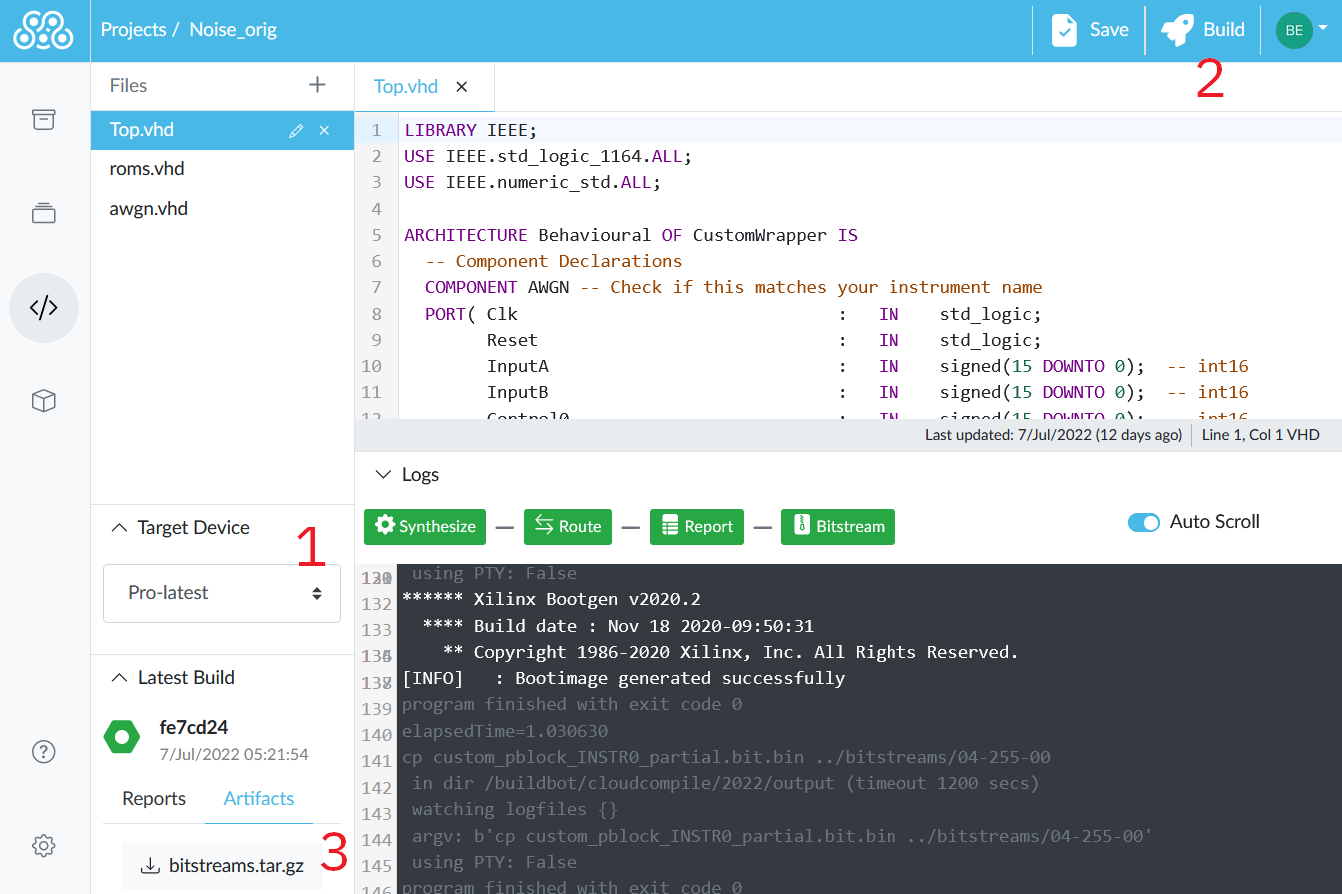 Moku Cloud Compile IDE screen