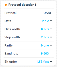 Figure 2: UART decoder settings