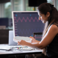 Woman testing on Moku:Go device