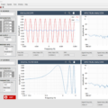 LabVIEW GUI with the first Moku:Go graphs visible on top and the second Moku:Go graphs visible on the bottom