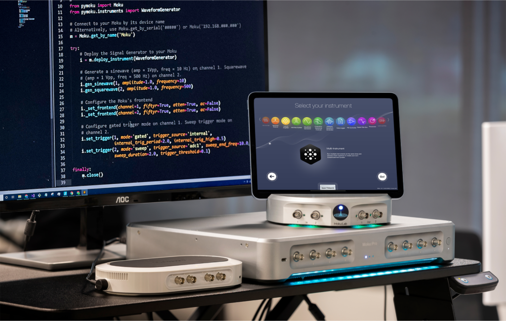 Moku instrument suite with Python in the background
